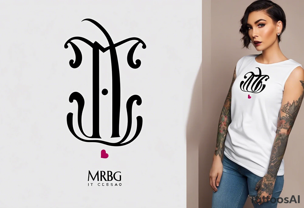 I'm looking for a minimalist logo-style tattoo that consists of the letters 'MRBG'. Keep it simple and not too fancy, just the clean and bold letters arranged in a stylish way. Please ensure there are no figures or additional elements such as people, animals, or objects in the design. tattoo idea
