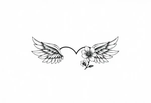 Infinity loop with wings and a small orchid tattoo idea