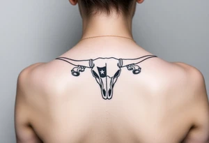 Longhorn skull with revolvers either side and Texas flag tattoo idea