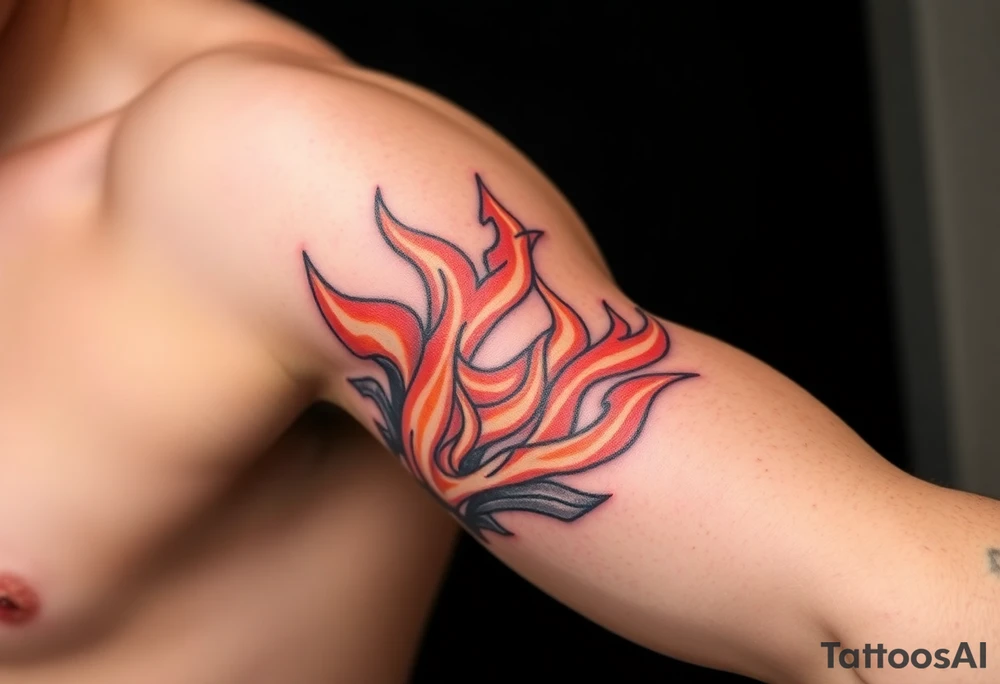 huge and large powerfull flames tattoo idea