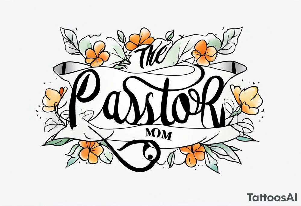 the words “Pastor Mom” in an image that reflects redemption and new life. tattoo idea