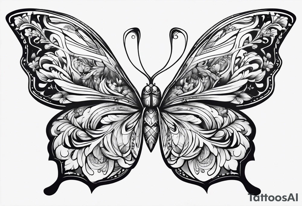 Butterflys around knife tattoo idea