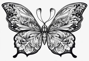 Butterflys around knife tattoo idea