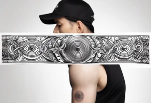 armband tattoo, horizontal with electromagnetic signal wave pattern tattoo idea