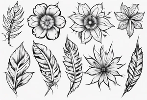 indigenous flower designs along with leaves and big flowers tattoo idea