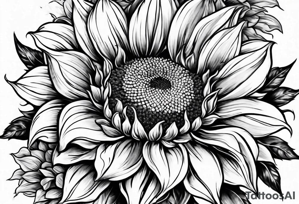 Flower fire an a sunflower tattoo idea