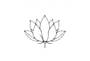 Fine line lotus flower with vertical line work tattoo idea