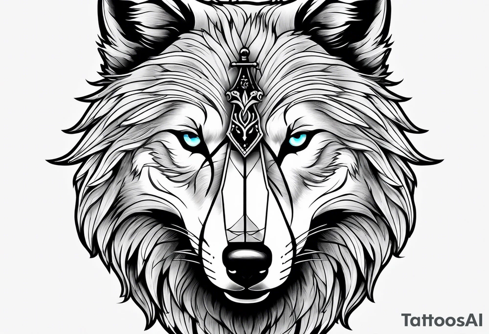 wolf with sword tattoo idea