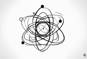 atom with quantum electron cloud tattoo idea
