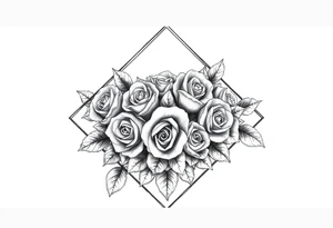 Small Roses filling up the inside of an elongated diamond shape tattoo idea