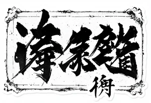 japanese kanji arranged like a shipping label sticker tattoo idea