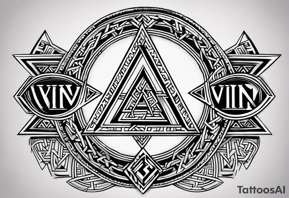 Symbol vikings valknut avec les dates 16/01/1939 15/01/2022  ecrite en chiffres vikings tattoo idea