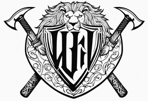Valhalla sword shield lion 
 axe tattoo idea