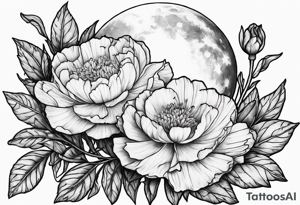 Moon and carnation rip tattoo idea