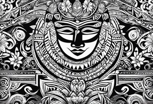 fijian tribal patterns and flowers tattoo idea