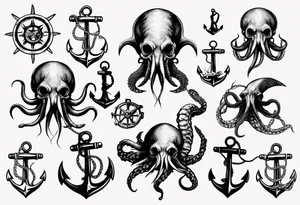 kraken with anchor tattoo idea
