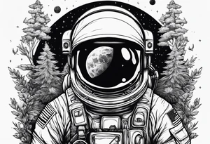 Astronaut floating through nature tattoo idea