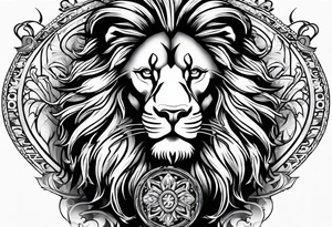 Cross and lion tattoo idea