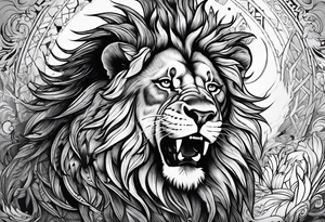 one king lion roaring tattoo idea