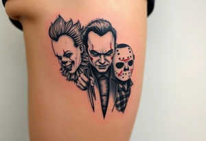 Pennywise, Freddy Krueger, Michael Meyers, and jason voorhees tattoo idea