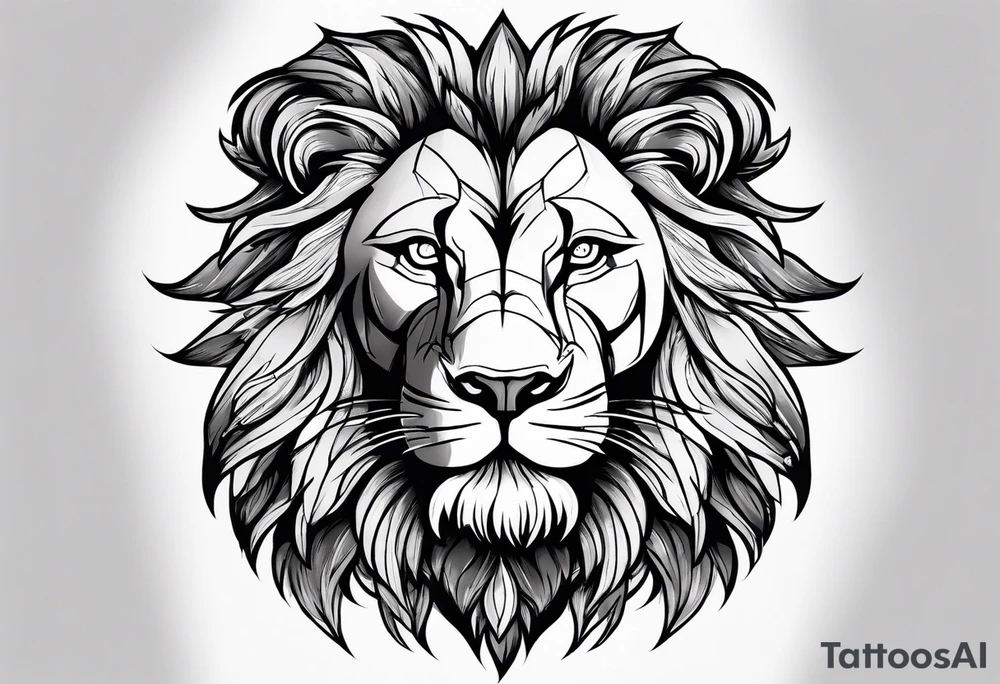 Lion head roaring with warrior inset tattoo idea