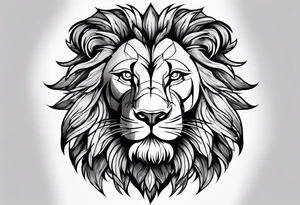 Lion head roaring with warrior inset tattoo idea
