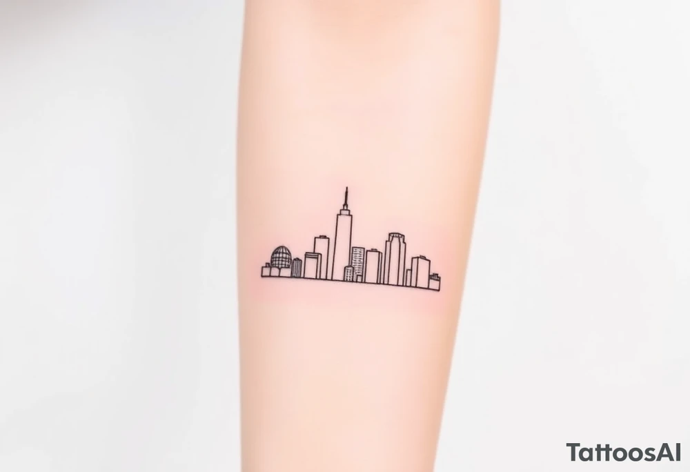 abstract, line drawing of the downtown phoenix arizona skyline tattoo idea