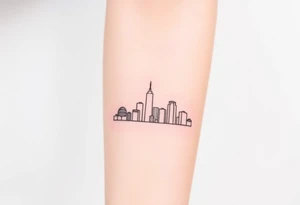 abstract, line drawing of the downtown phoenix arizona skyline tattoo idea