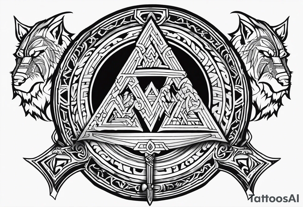 Sword shield dragon Valhalla valknut bear tattoo idea