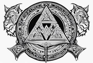 Sword shield dragon Valhalla valknut bear tattoo idea
