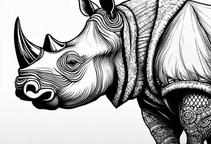 Wooly rhino killing enemy with tusk tattoo idea