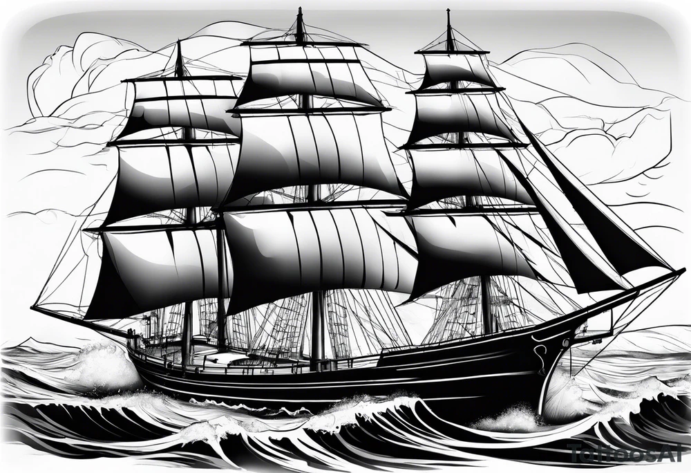 voilier avec phare marin imbriqué dans une voile. tattoo idea