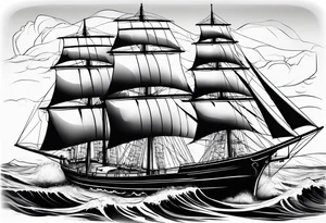 voilier avec phare marin imbriqué dans une voile. tattoo idea