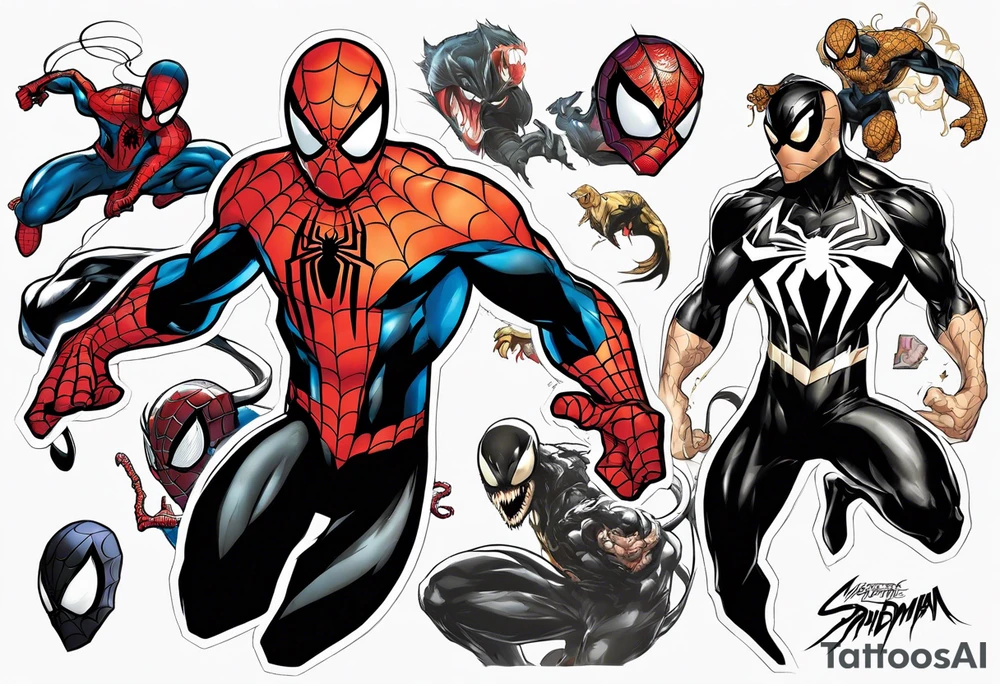 ultimate comics spiderman ripping off venom suit tattoo idea