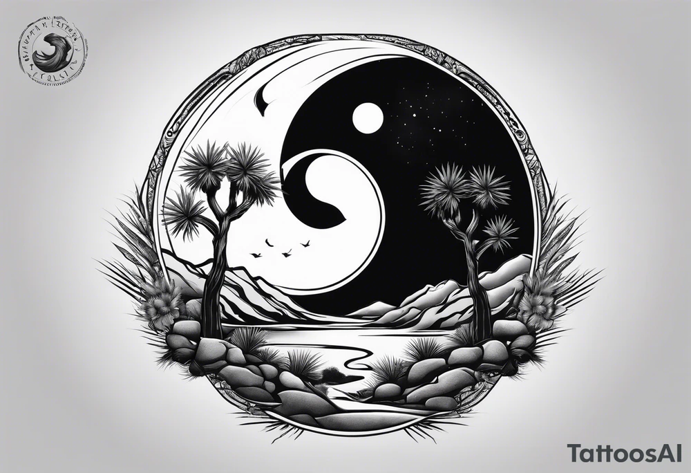 Yin and yang Joshua tree tattoo idea