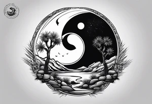 Yin and yang Joshua tree tattoo idea