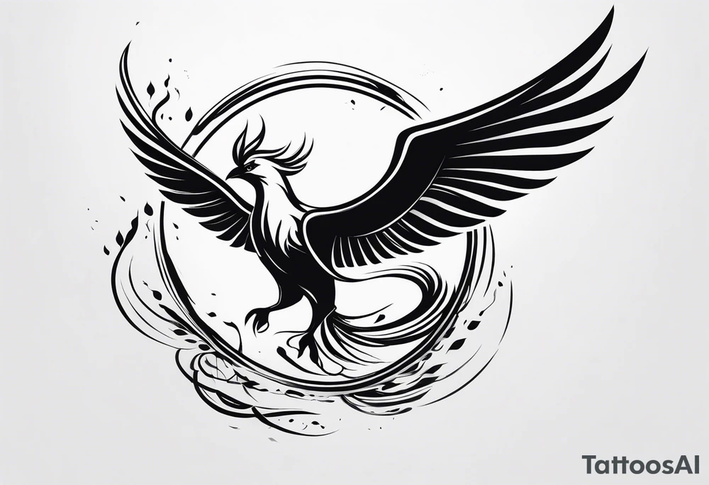 A phoenix transitioning from life to death or from ashes to rebirth tattoo idea