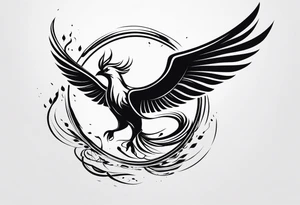 A phoenix transitioning from life to death or from ashes to rebirth tattoo idea