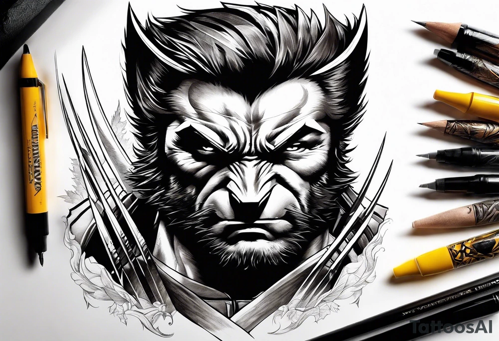 Wolverine animal hunting tattoo idea