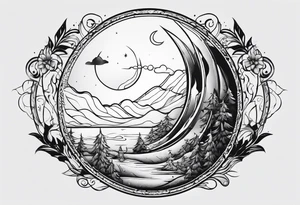 moon and line tattoo idea