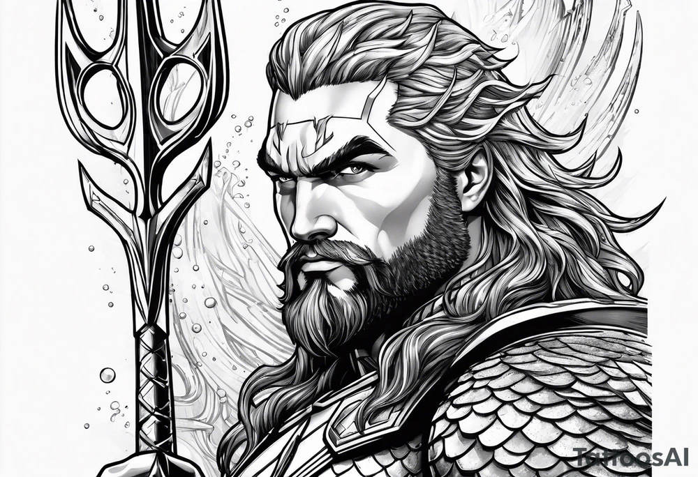 aquaman superhero with trident tattoo idea