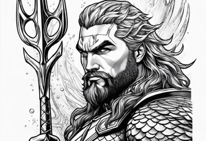 aquaman superhero with trident tattoo idea