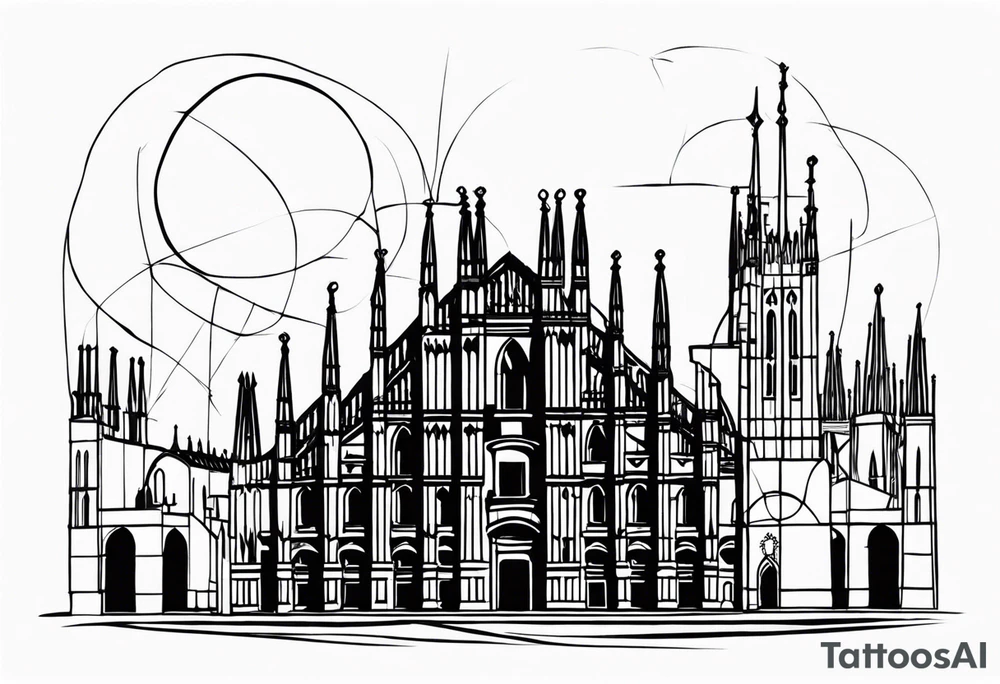 the cathedral of milan as tim burton would draw it tattoo idea