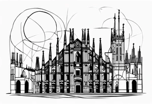 the cathedral of milan as tim burton would draw it tattoo idea