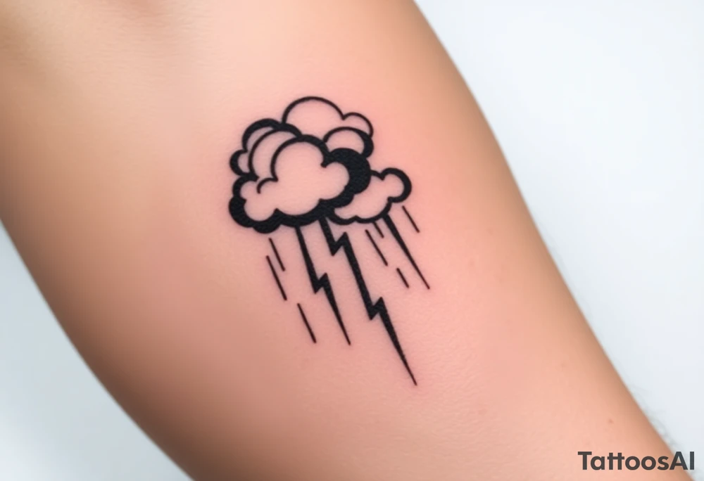 Black storm clouds with rain & lightning bolts tattoo idea