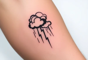 Black storm clouds with rain & lightning bolts tattoo idea