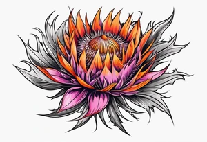 Pink and orange thistle tattoo idea