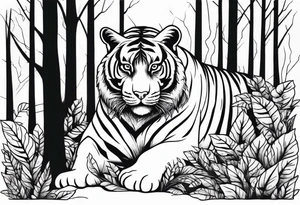 Tiger Lurking in the Forest tattoo idea
