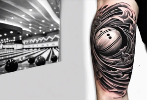 Bowling on bicep showing torn muscles tattoo idea