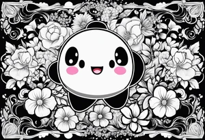 floating Kirby surrounded by flowers in a crystal tattoo idea